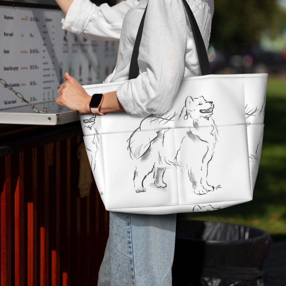 Samoyed Çizim Plaj Çantası Spo - Yoga Fitness Drawing incelemesi ve fiyatı