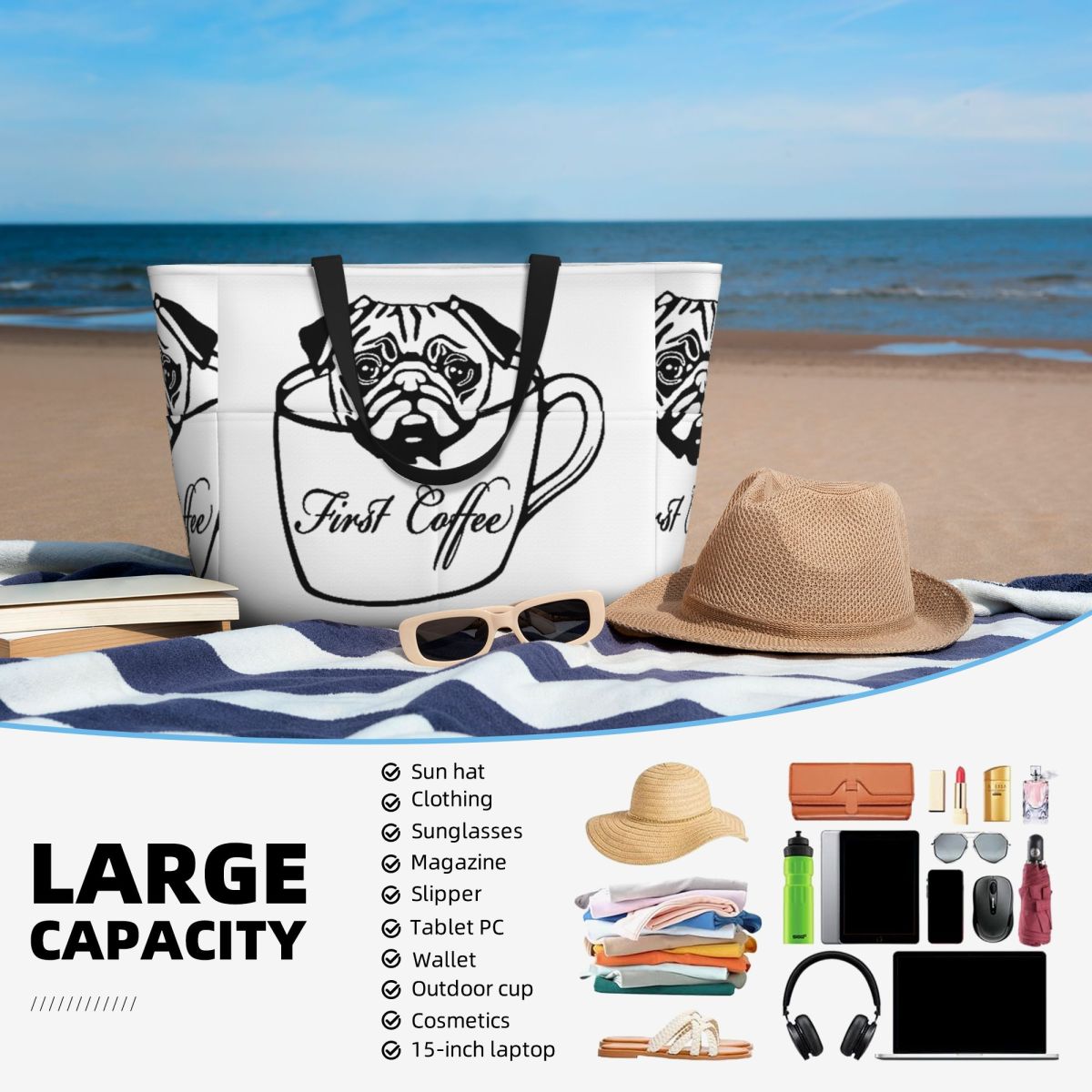 Pug First Coffee Plaj Çantası  - Yoga Fitness First incelemesi ve fiyatı